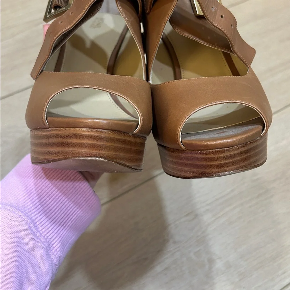 Michael Kors Eleni Platform Leather Block Heels Size 10